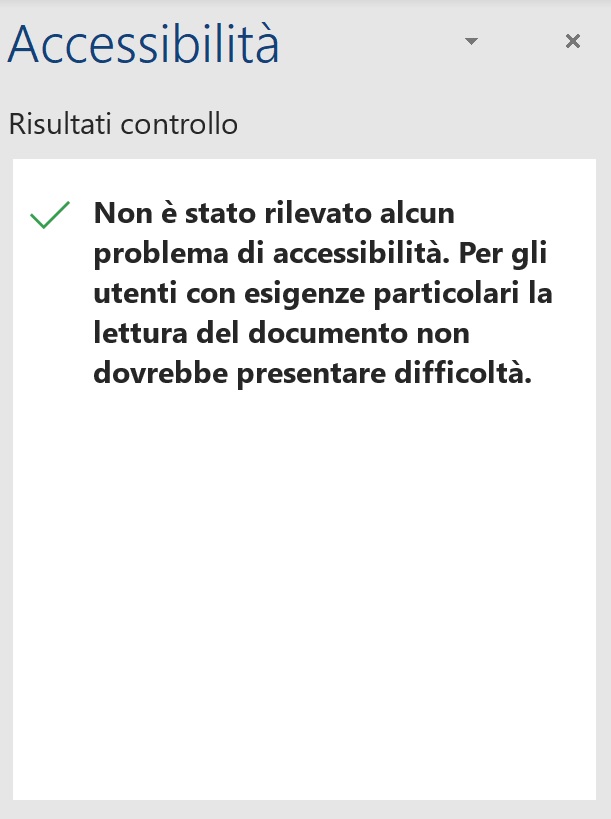 Il comando Verifica Accessibilità in Word.